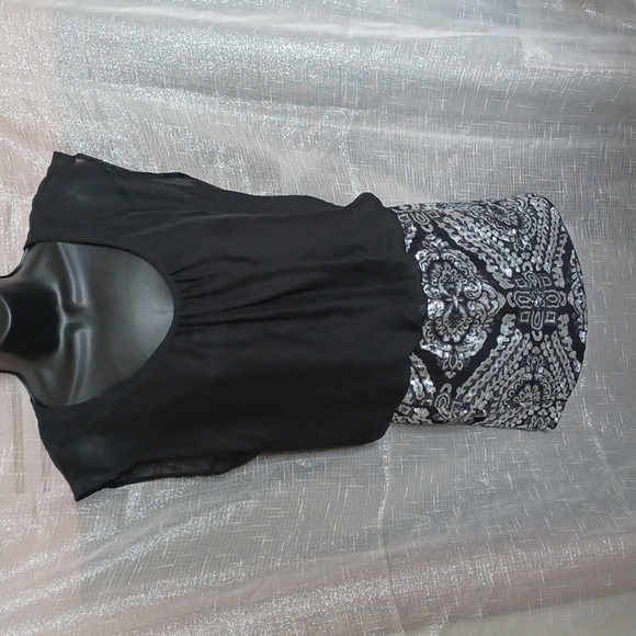 Love Reign Mini Dress, cap sleeve, sequin skirt - Picture 1 of 4